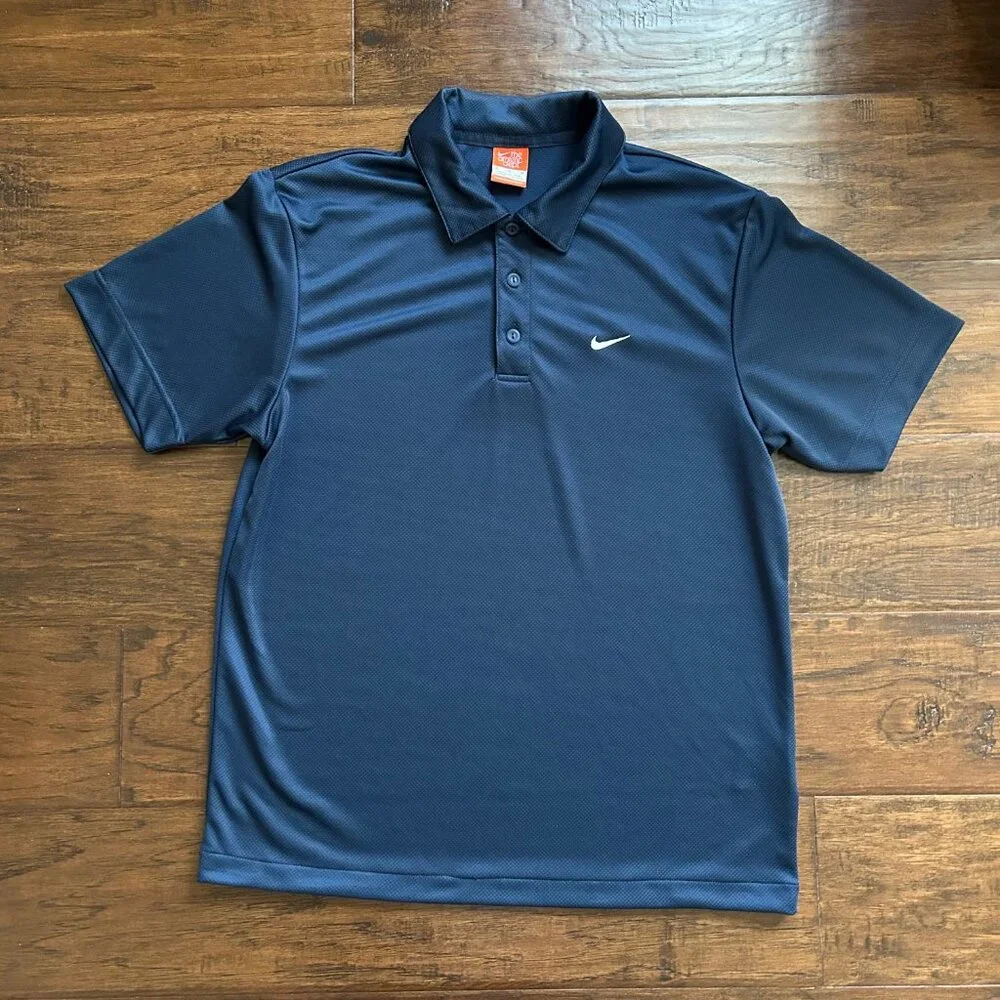 Nike mens navy blue polo short sleeve shirt M tennis golf medium - Picture 1 of 6